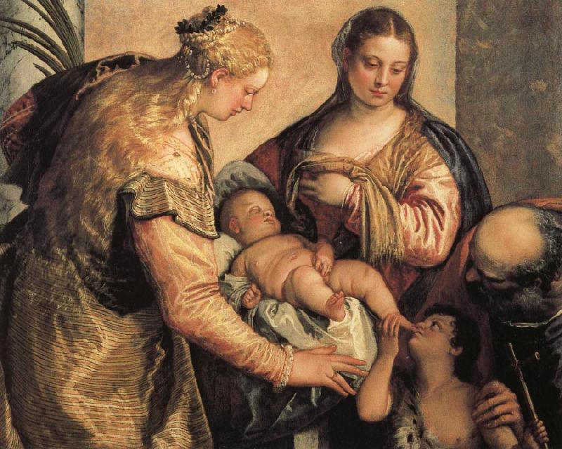 Paolo Veronese The Holy Family with St.Barbara and the Young St.John the Baptist oil painting image